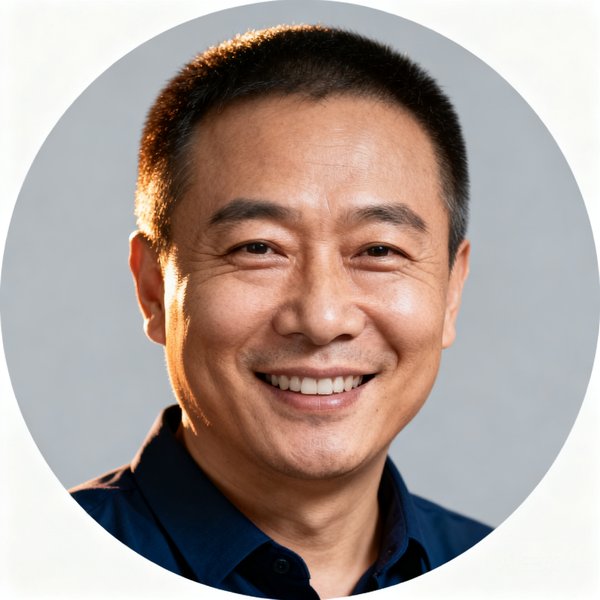 世界杯赛程表官网创始人张磊的圆形头像，一位40岁左右的中国男性，短发，穿着深蓝色衬衫，面带自信微笑。